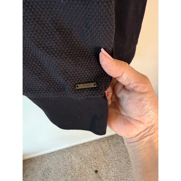 HUGO by HUGO BOSS Quarter Zip Regular Fit Sweatshirt Black Women's Size Small - Picture 4 of 11